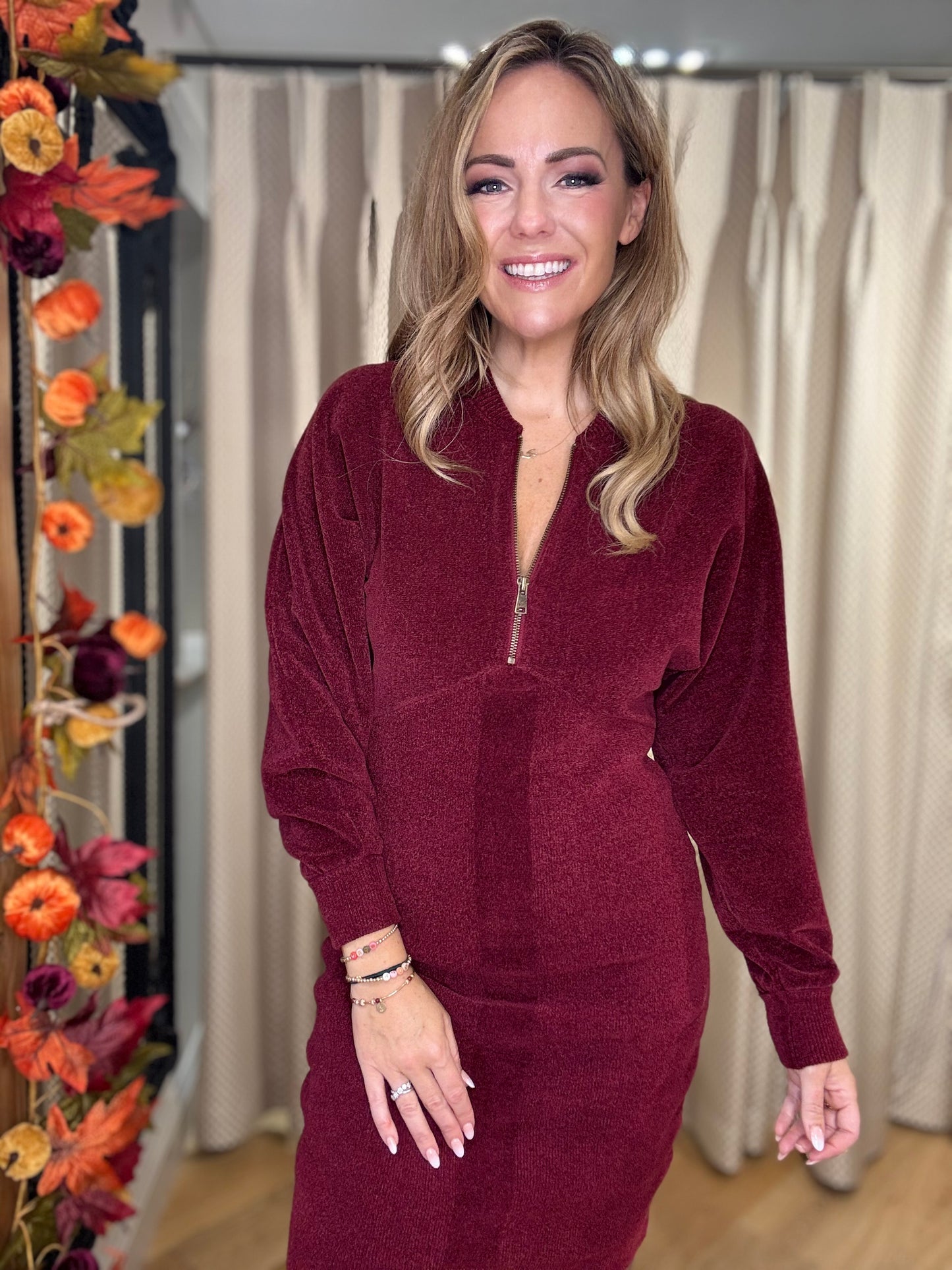 K Design B838 Burgundy Dress