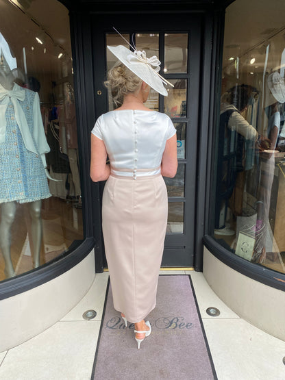 Anoola D449 Ivory and Mink Dress