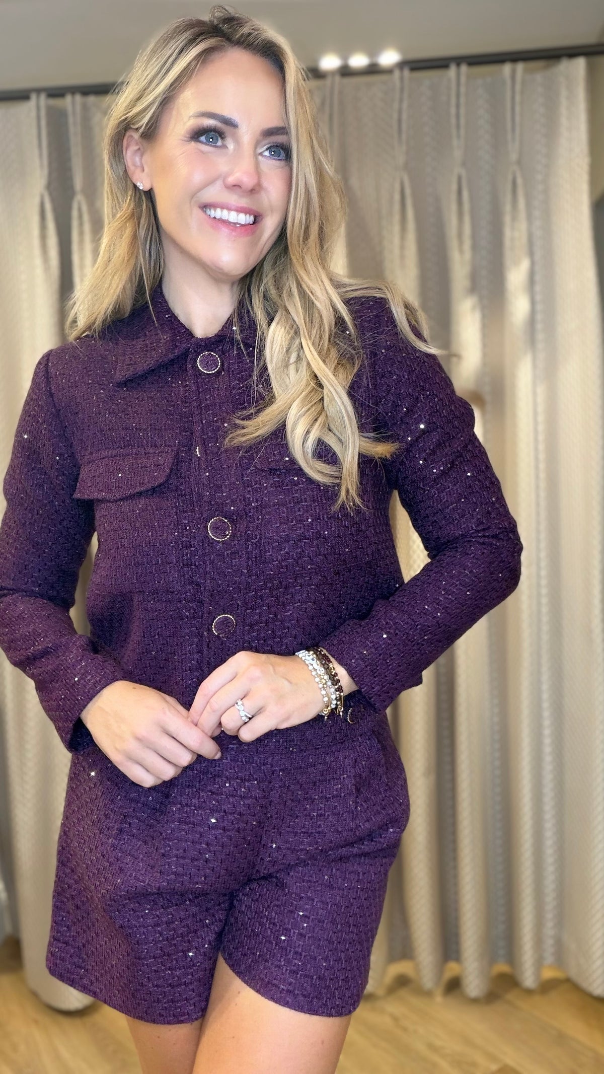 Molly Bracken T2032EH Plum Woven Jacket
