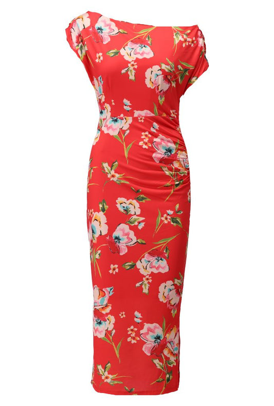 K Design C200 Red Floral Maxi  Dress
