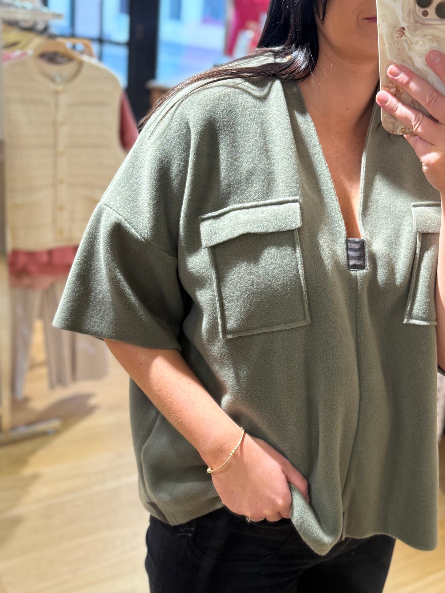 Henriette Steffensen 1374 Dusty Green Top
