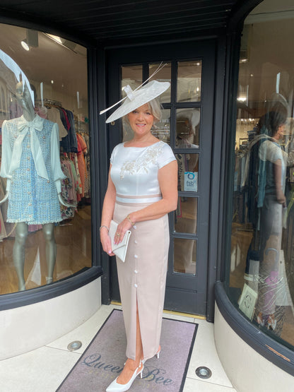 Anoola D449 Ivory and Mink Dress
