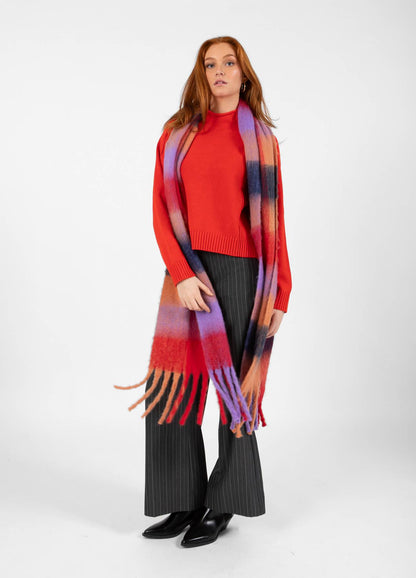 Coster Checkered Scarf in Red Mix