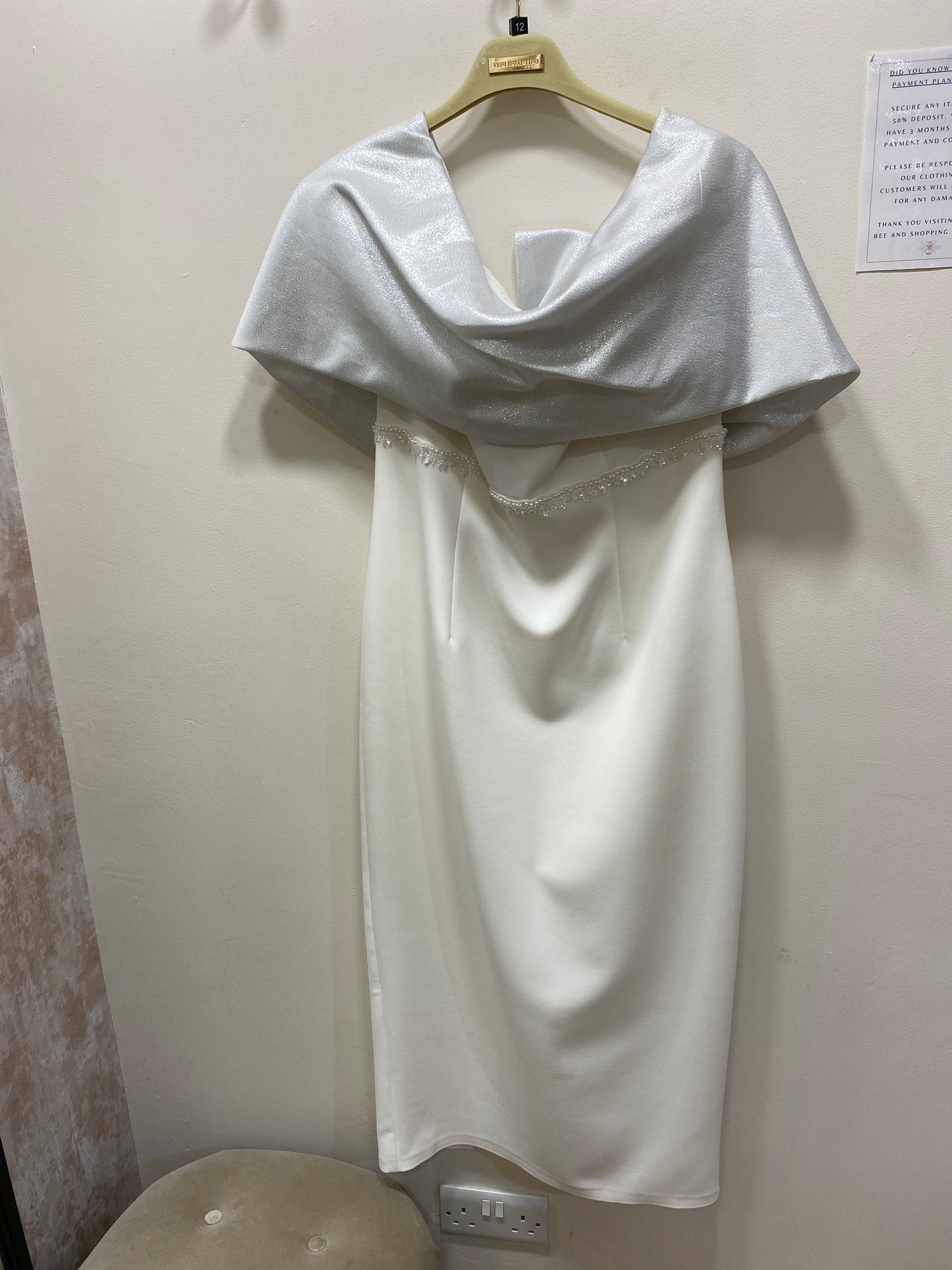 Anoola D420 Blue & ivory Silver Bow Dress