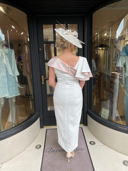 Anoola D465CRM Ivory and Sand Satin Dress