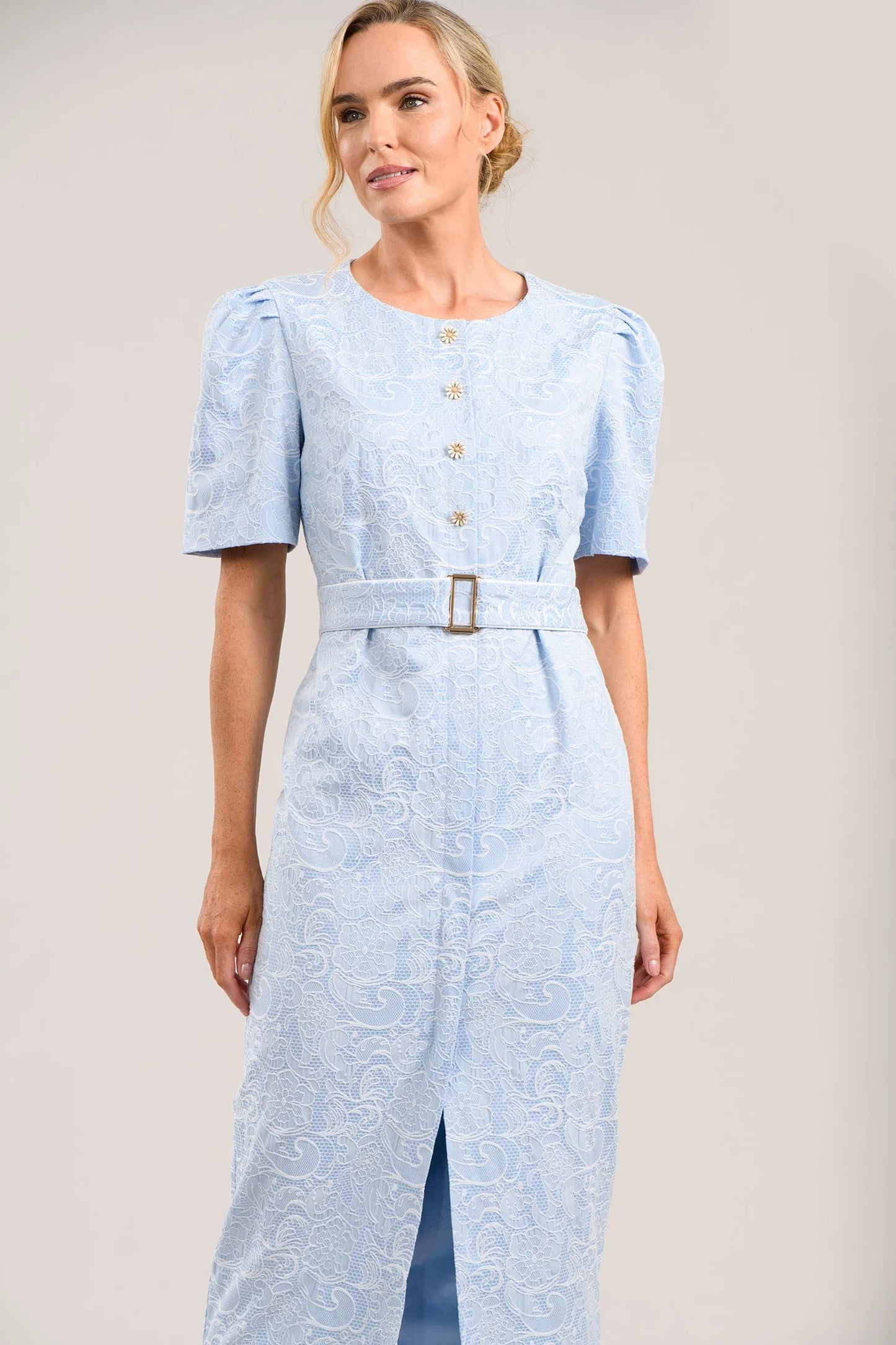 Caroline Kilkenny Carrie Blue Jacquard Dress
