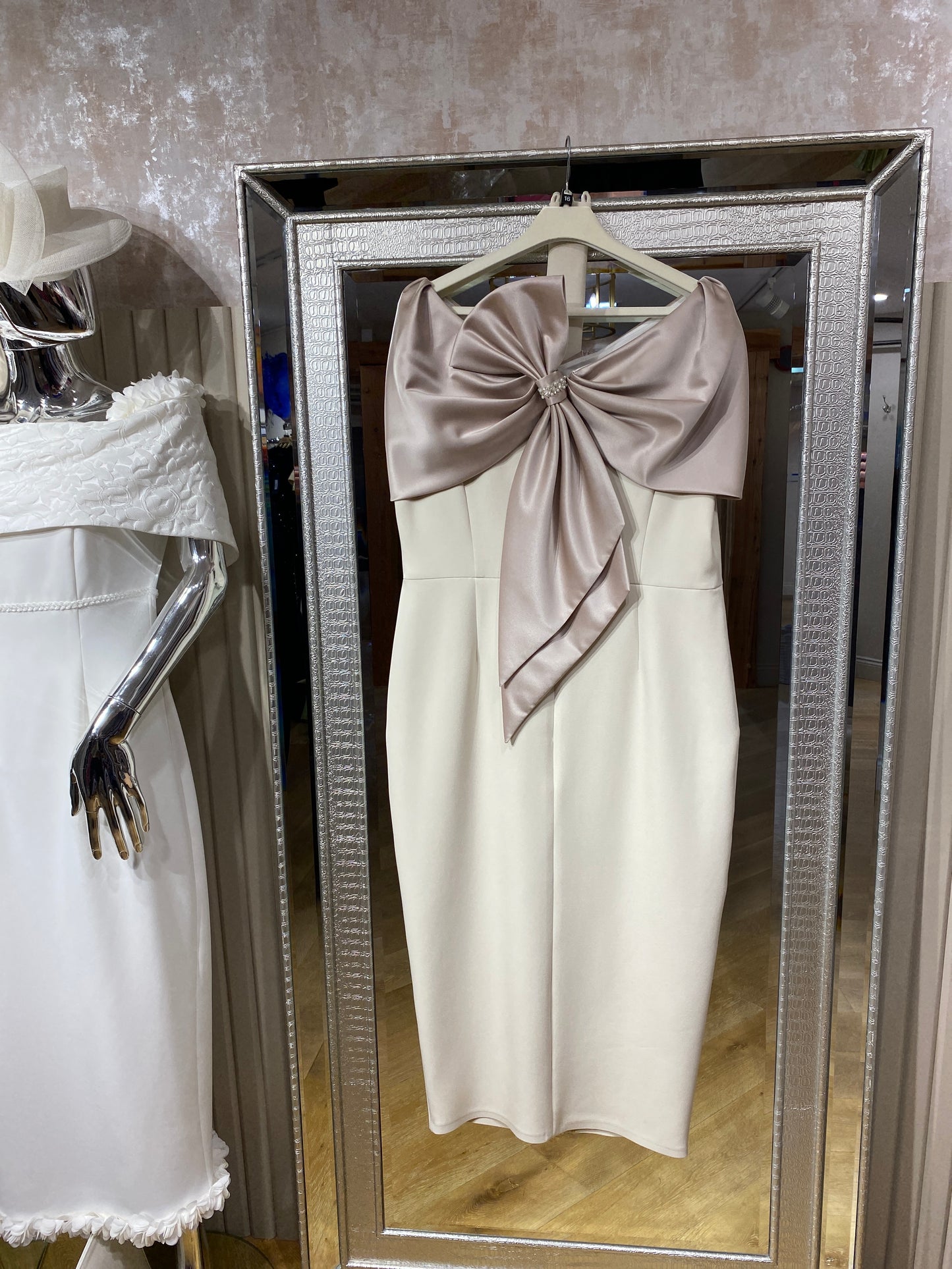 Anoola D442 Buttercream & Sand Satin Dress