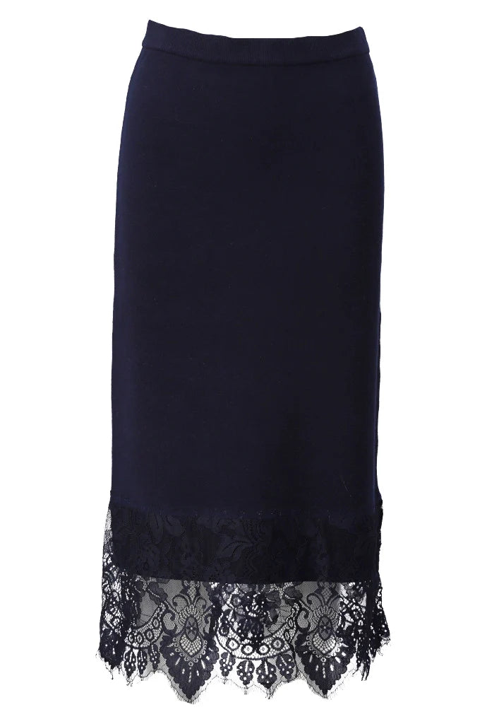 K Design D839L Navy Knit Lace Skirt