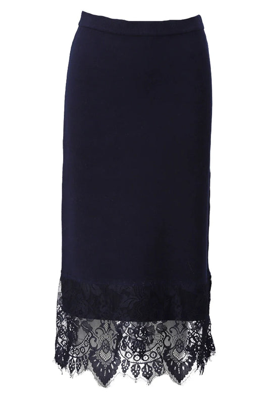 K Design D839L Navy Knit Lace Skirt