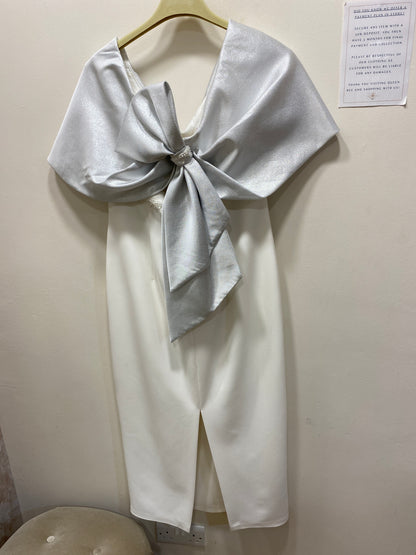 Anoola D420 Blue & ivory Silver Bow Dress