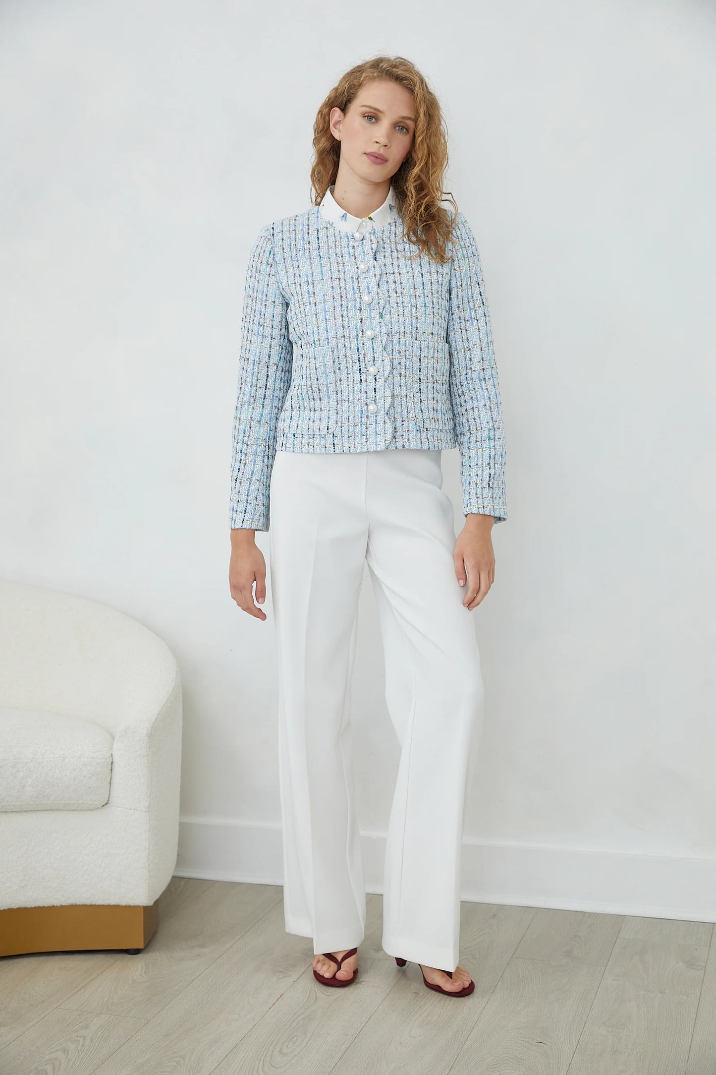 Jovonna Tessara Blue Jacket Scallop Edge