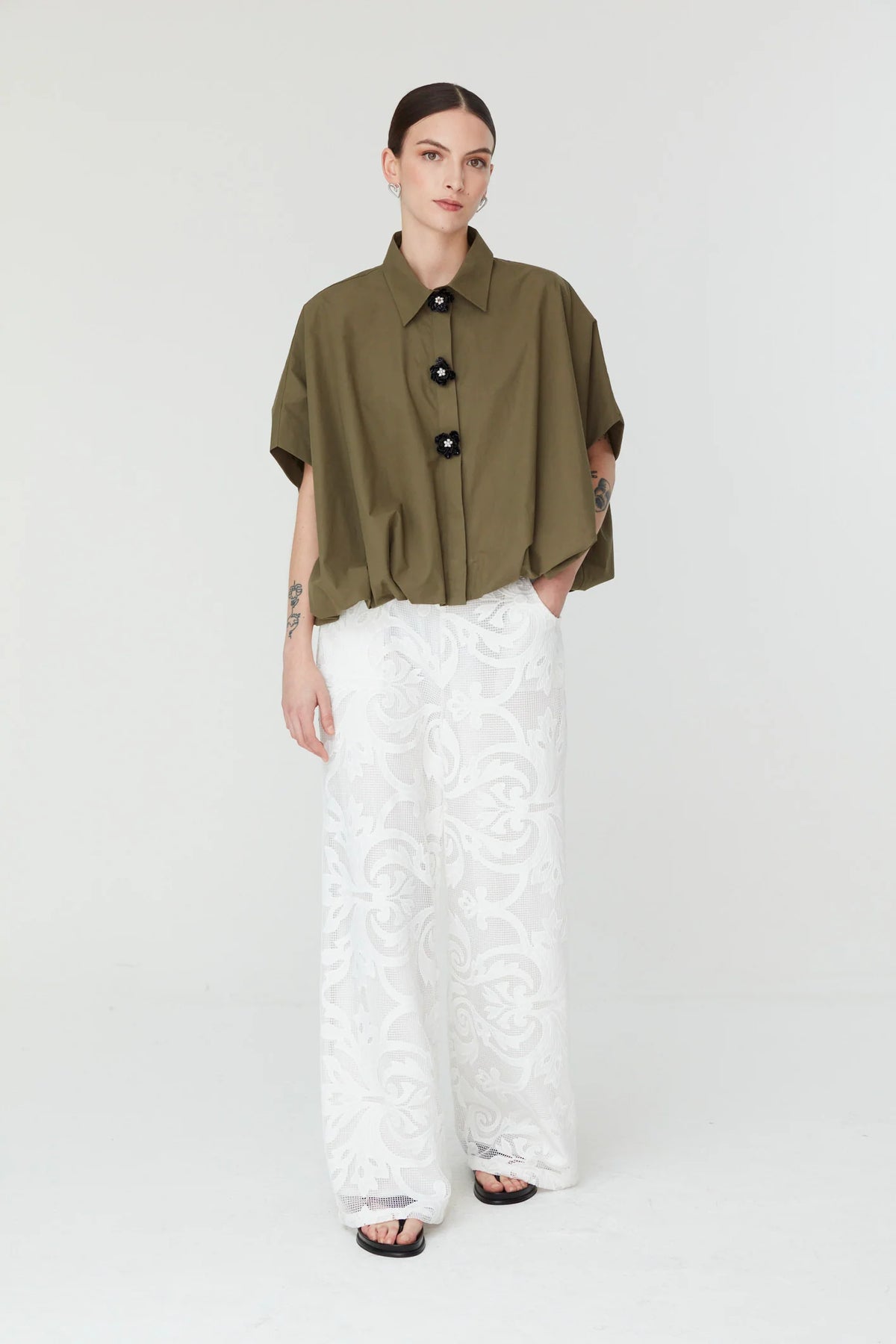 Jovonna Livia Olive Green  Blouse