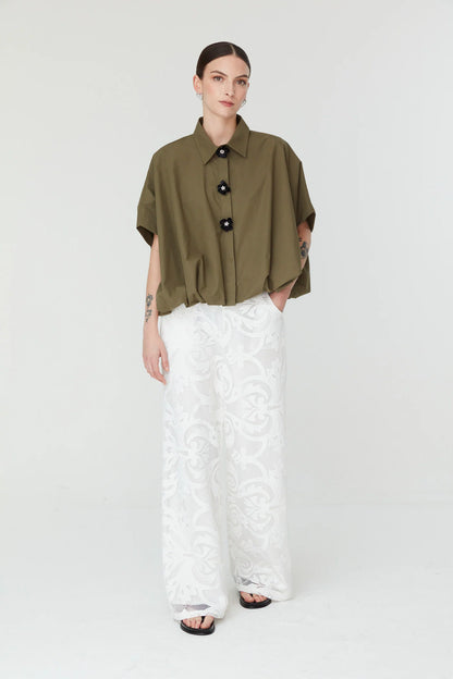 Jovonna Livia Olive Green  Blouse