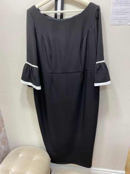 Anoola D434 Black & Ivory Bell Sleeve Dress