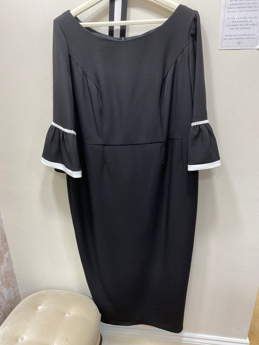 Anoola D434 Black & Ivory Bell Sleeve Dress