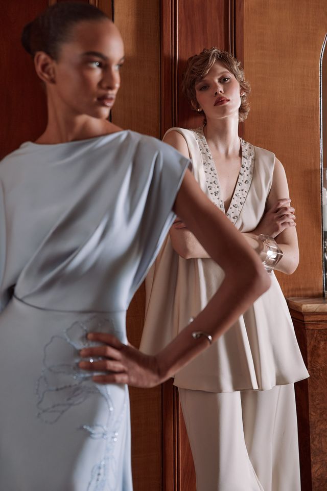 Maisonel Asymmetrical Cape Dress in Sky - ME3109