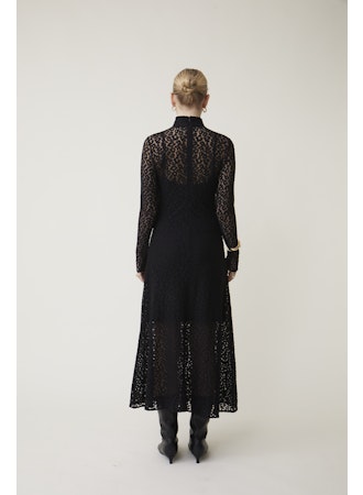 Suncoo Black Lace Midi Dress with Long Sleeve H24C03288 Robe Ciara Suncoo Black Lace Midi Dress with Long Sleeve H24C03288 Robe Ciara