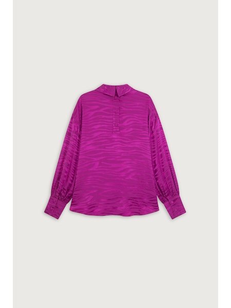 Suncoo Silk Blouse Fushia High Neck Long Sleeve H24C07301