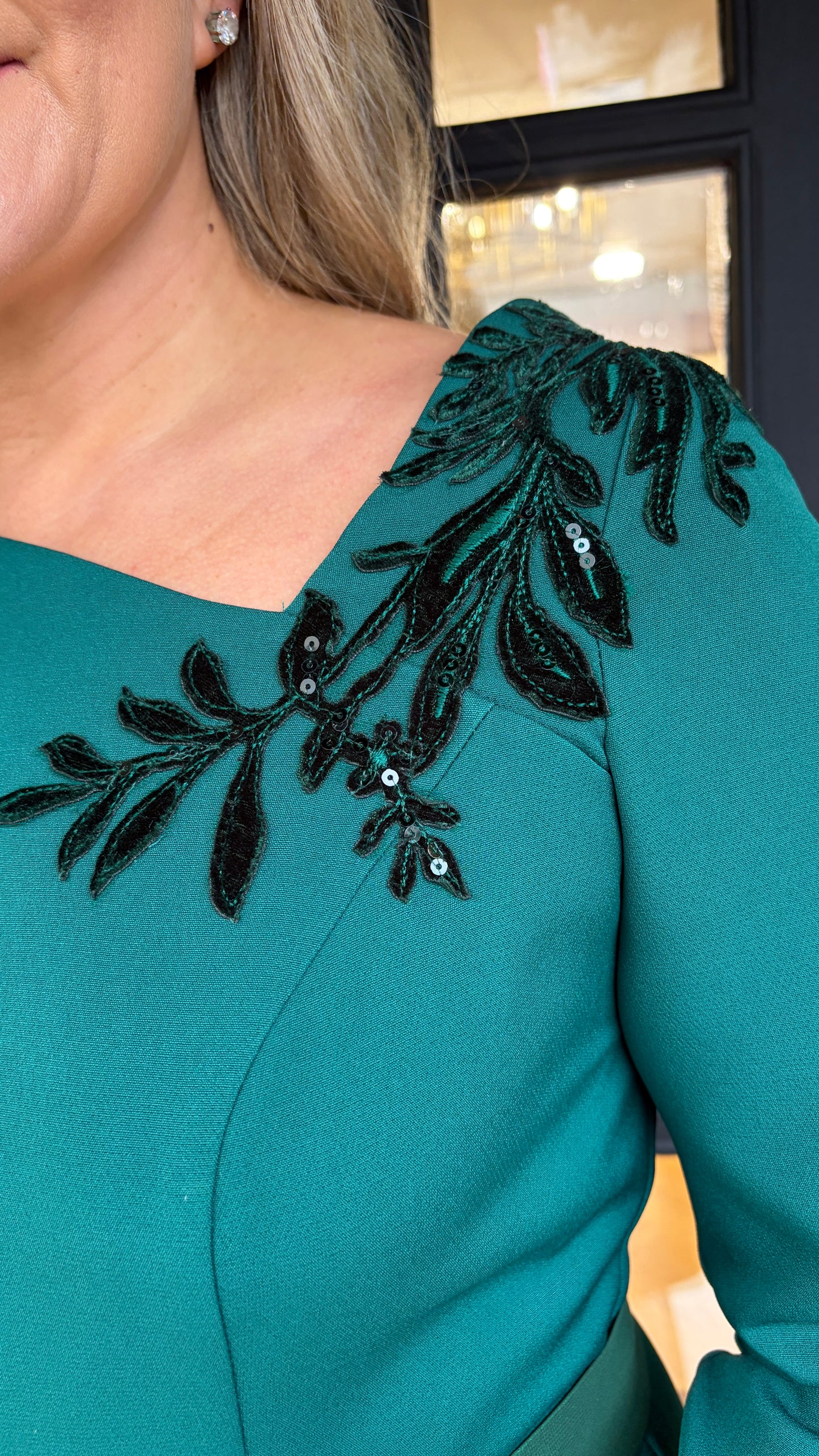 Anoola D442 Green Applique Dress