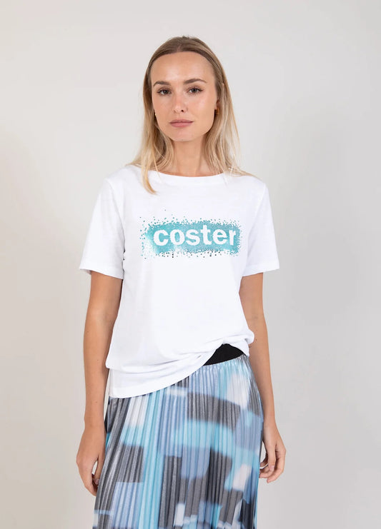 Coster White T-Shirt With Caviar Inverted Logo