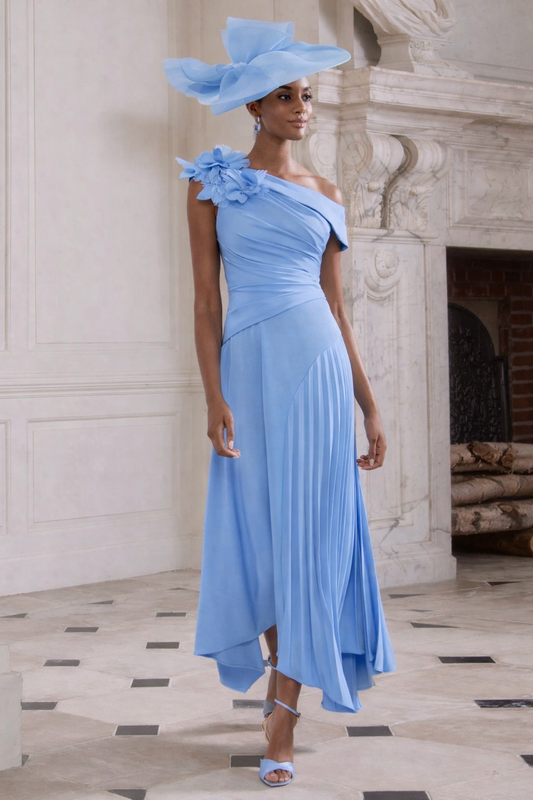 John Charles 66755A Asymmetrical Sky Dress