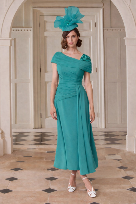 John Charles 29346B A Line Peacock Dress