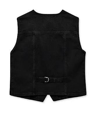 Mos Mosh Black Waistcoat Denim Vest 165650