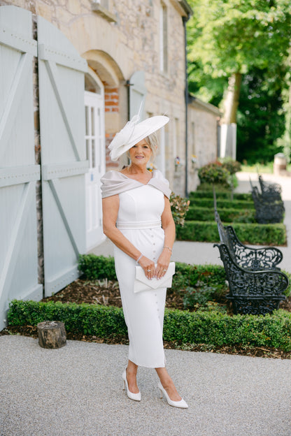 Anoola D438 Ivory & Sand Satin Dress