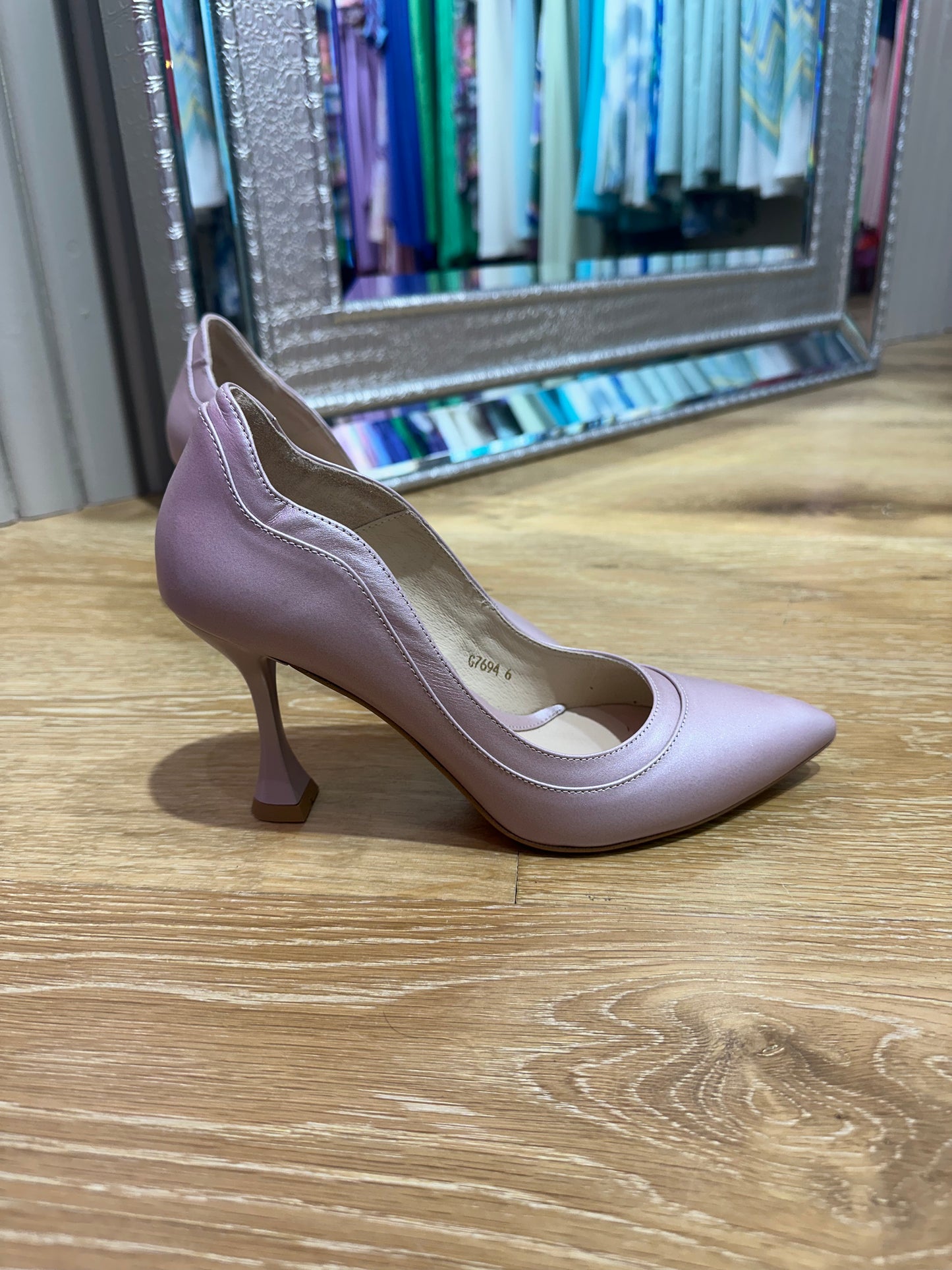 Emis Pink Medium Heel Court Shoe