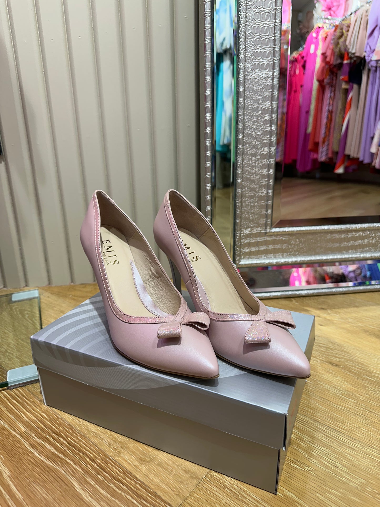 Emis Pink Two Tone Bow Detail High Heel