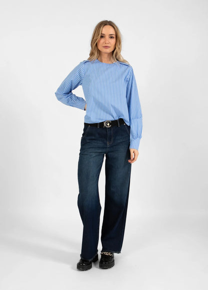 Coster Wide Leg Jean with Frayed Hemline