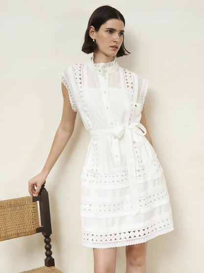 Jovonna Nuage White Lace Dress