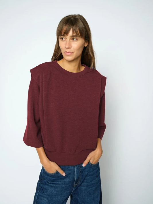 Mos Mosh Mae 3/4 Sleeve Burgundy Sweatshirt