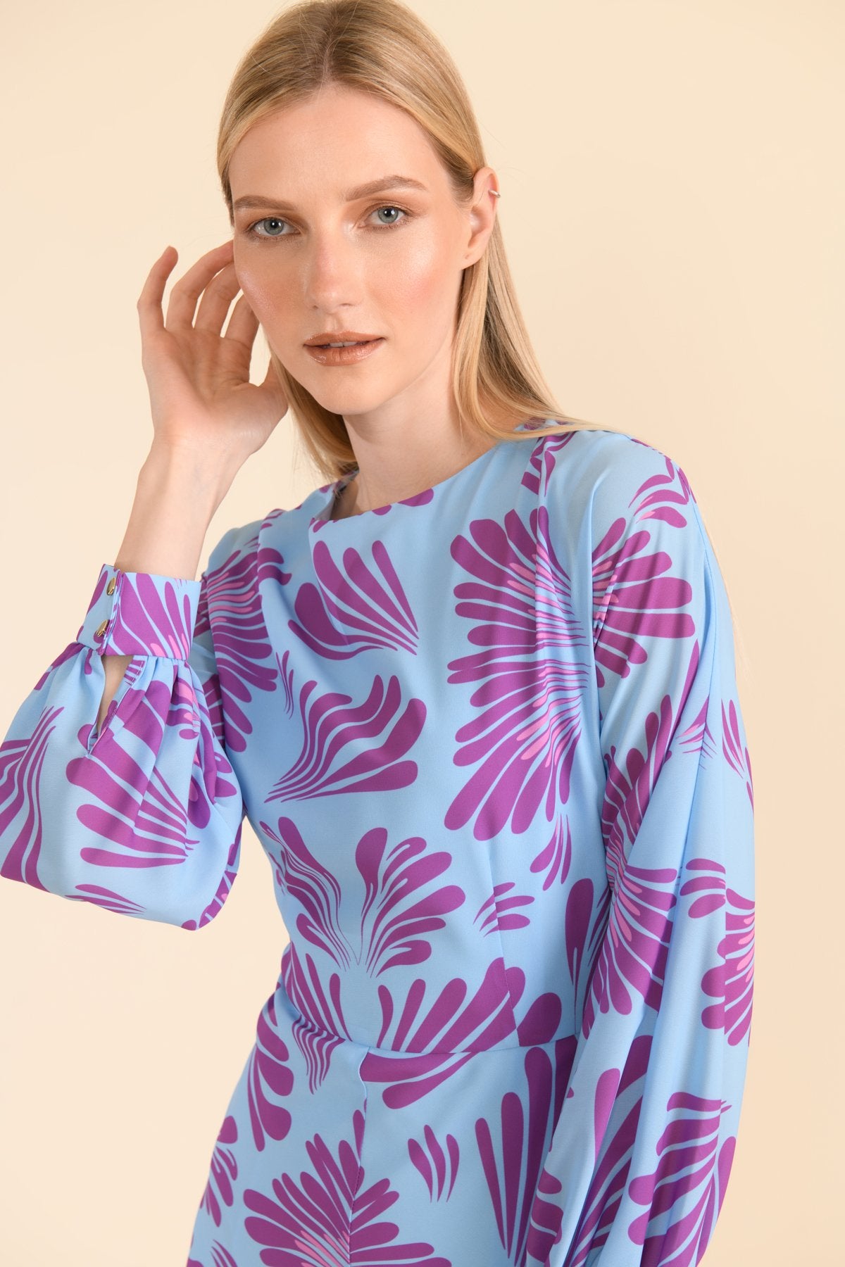 Caroline Kilkenny Iris Purple Flower Print Dress