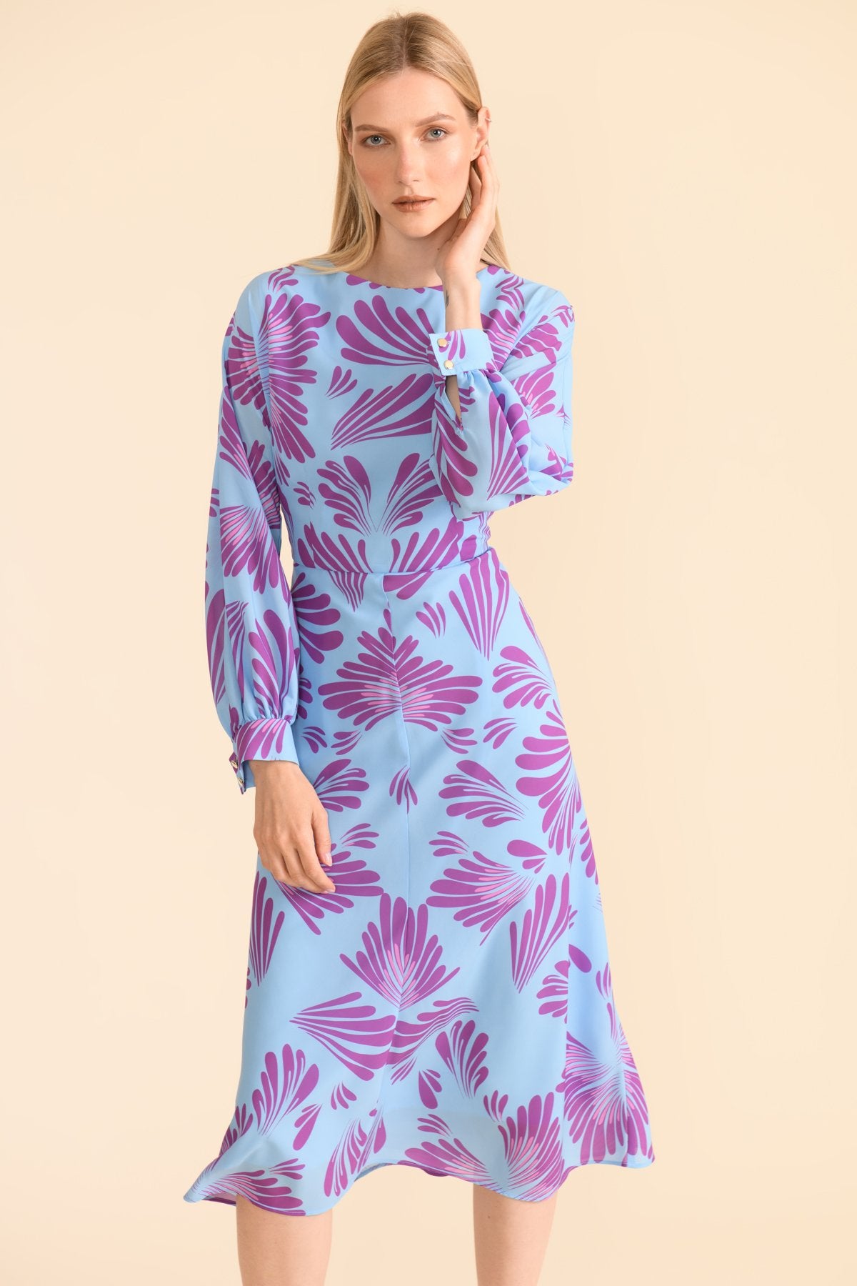 Caroline Kilkenny Iris Purple Flower Print Dress