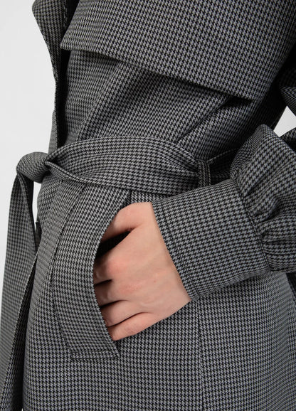 Coster Checked Trench in Grey/Black