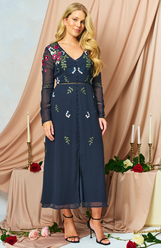 Hope and Ivy Rosette Maxi Dress
