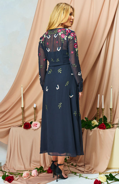 Hope and Ivy Rosette Maxi Dress