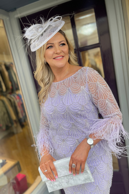 Gill Harvey Mid Length Beaded Feather Dress Queen Bee Fivemiletown