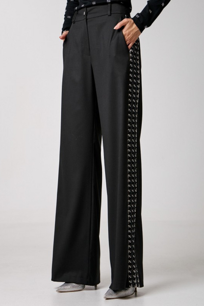 Access Black Pants with Tweed Details