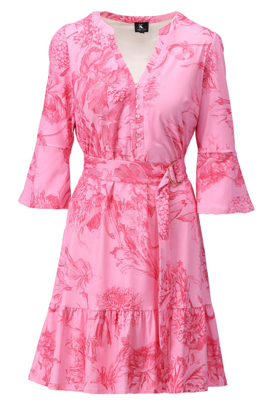 K Design Y338 Floral Pink Dress & Belt