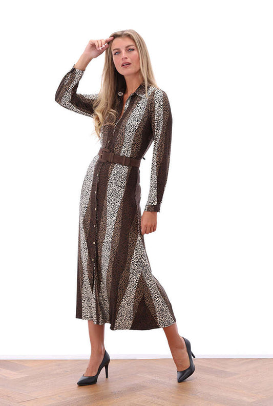 K Design Z145 Leopard Print Shirt Dress