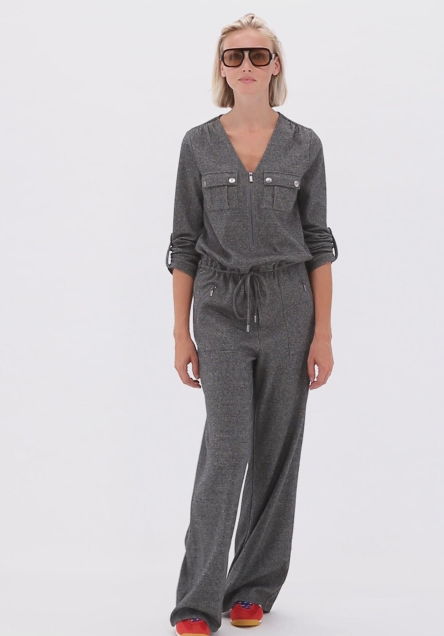 K Design D417L Grey Speckle Jumpsuit