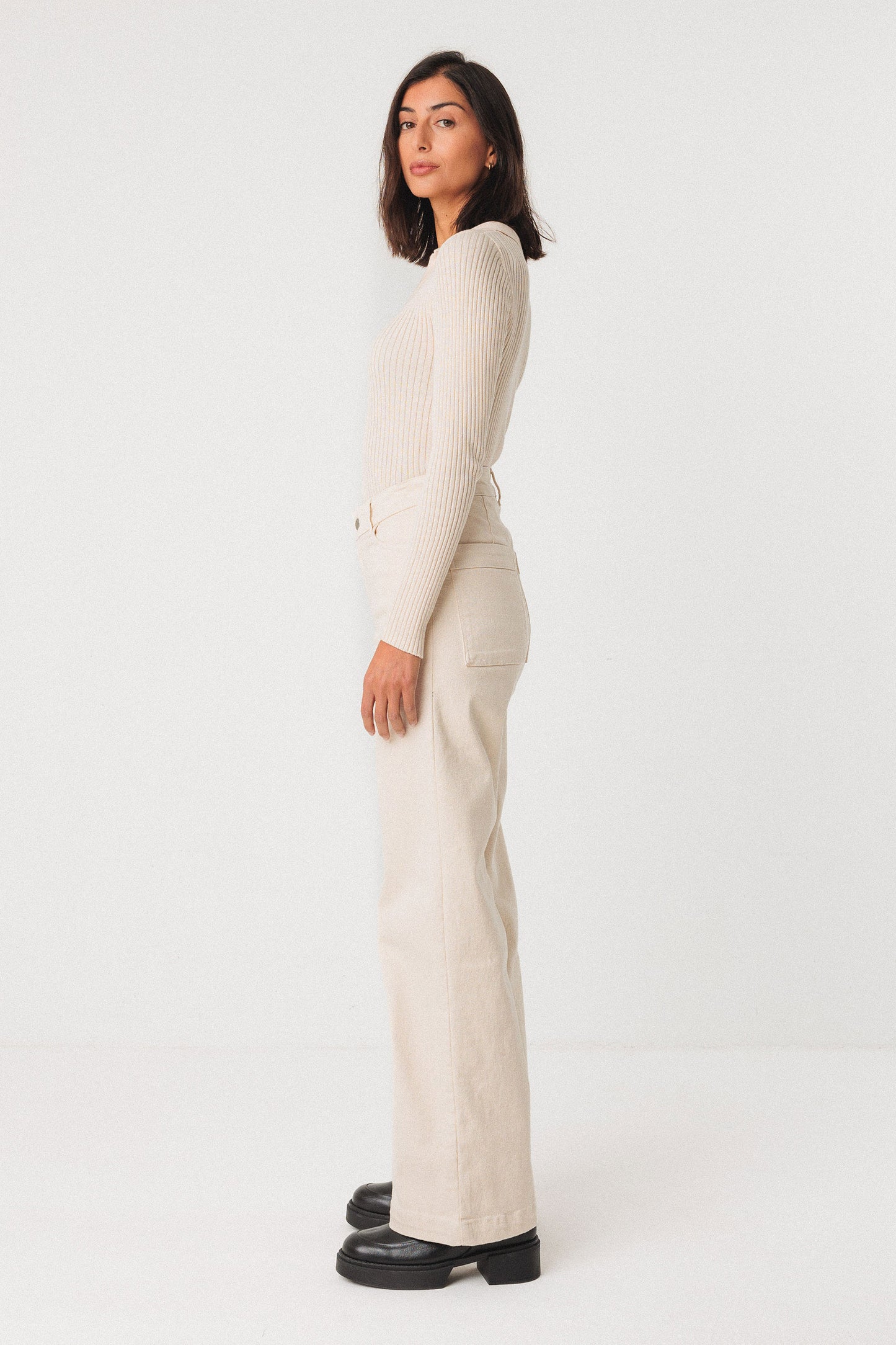 SKFK Ariza Cream Ribbed Top