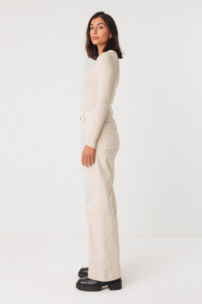 SKFK Ariza Cream Ribbed Top