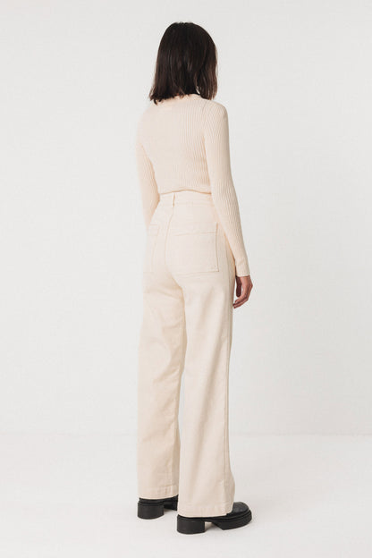 SKFK Ariza Cream Ribbed Top