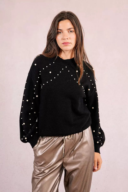 Molly Bracken LA1827DH Black Beaded Jumper