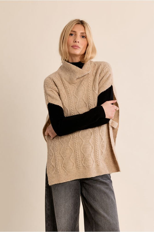 Molly Bracken B301EH Beige Knitted Poncho