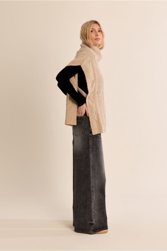 Molly Bracken B301EH Beige Knitted Poncho
