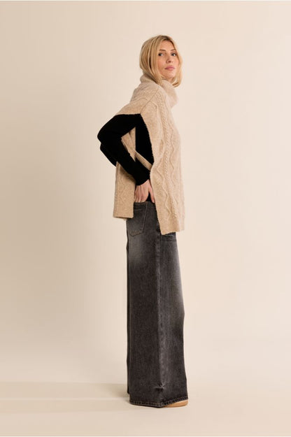 Molly Bracken B301EH Beige Knitted Poncho